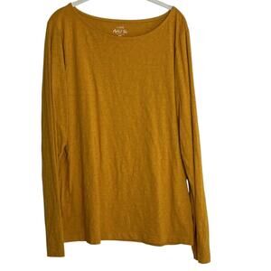 J.Crew Factory Artist Tee Womens XXL Mustard Yellow Long Sleeve 100% Cotton Knit